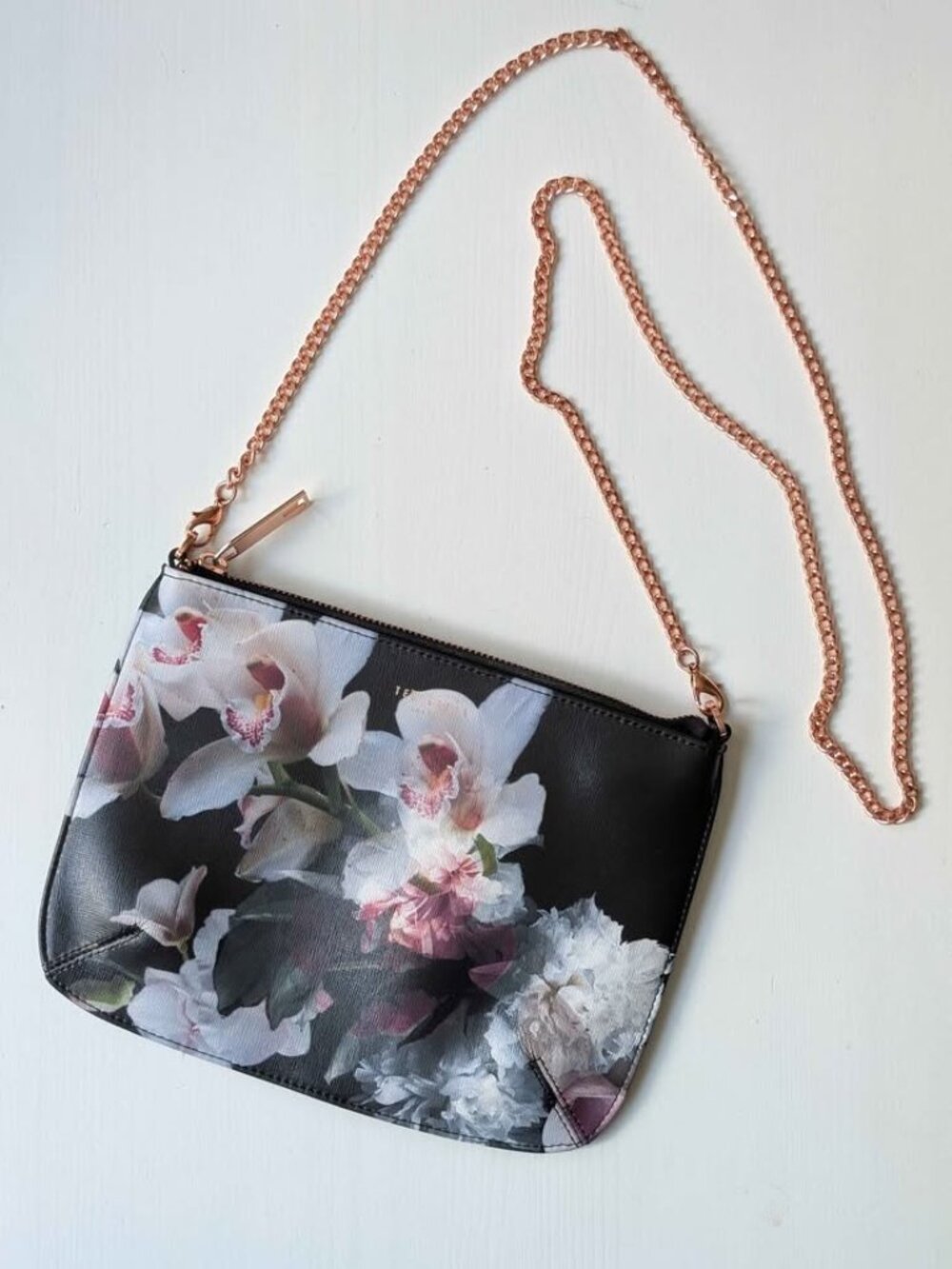 Ted Baker Crossbody XBody Floral Rose Gold Vegan Leather Bag, Feminine Parisian